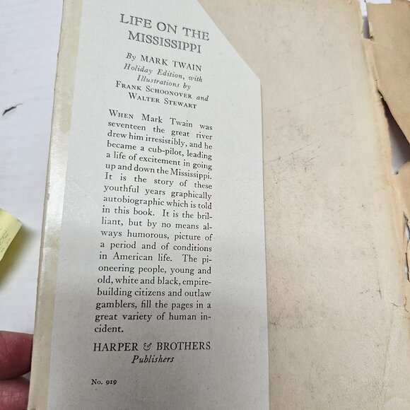 Vintage 20s 1917 Life on the Mississippi Mark Twain Hardcover Book Rare Gift - Picture 3 of 10